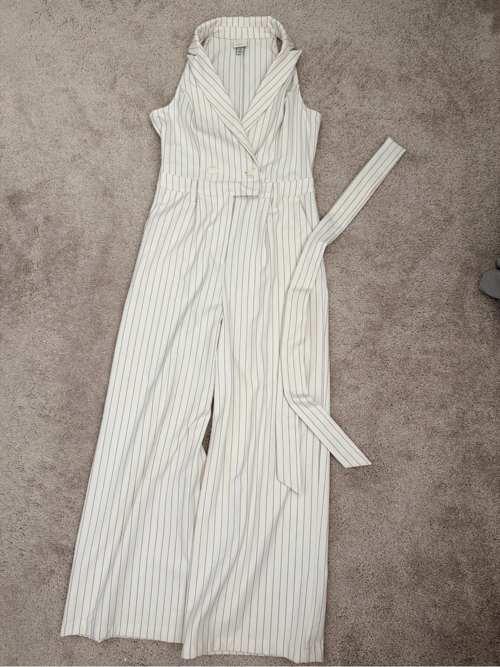 a new day White Pinstripe Sleeveless Wide-Leg Jumpsuit